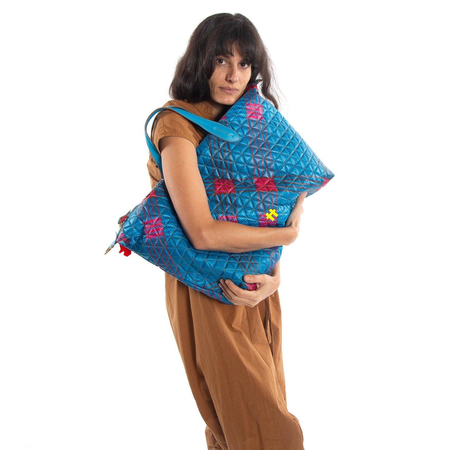 Bolsa Weekender Matelasse Tartan Blue n Azul