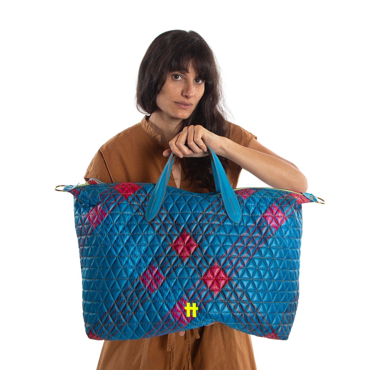 Bolsa Weekender Matelasse Tartan Blue n Azul