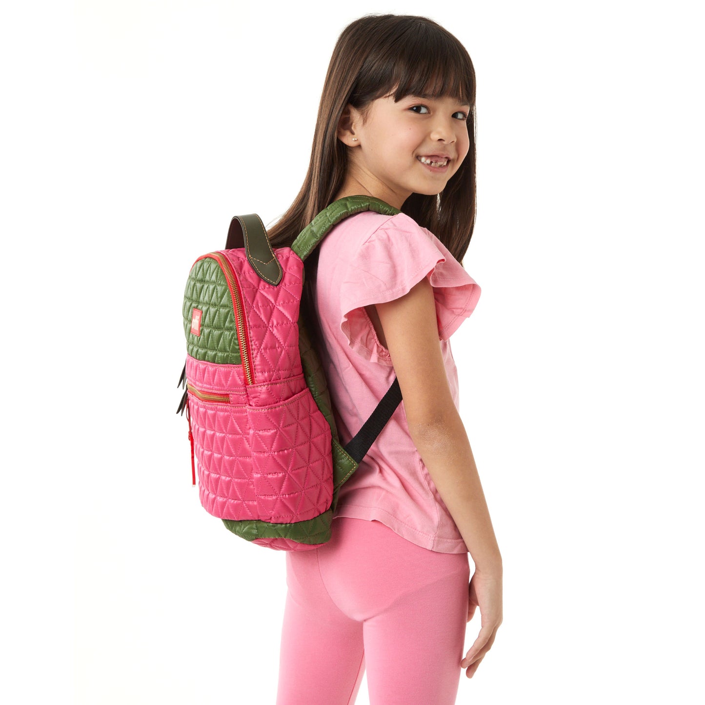 Mochila Pequena Matelassê Multicolor 04 Verde Equipamento/ Chiclete