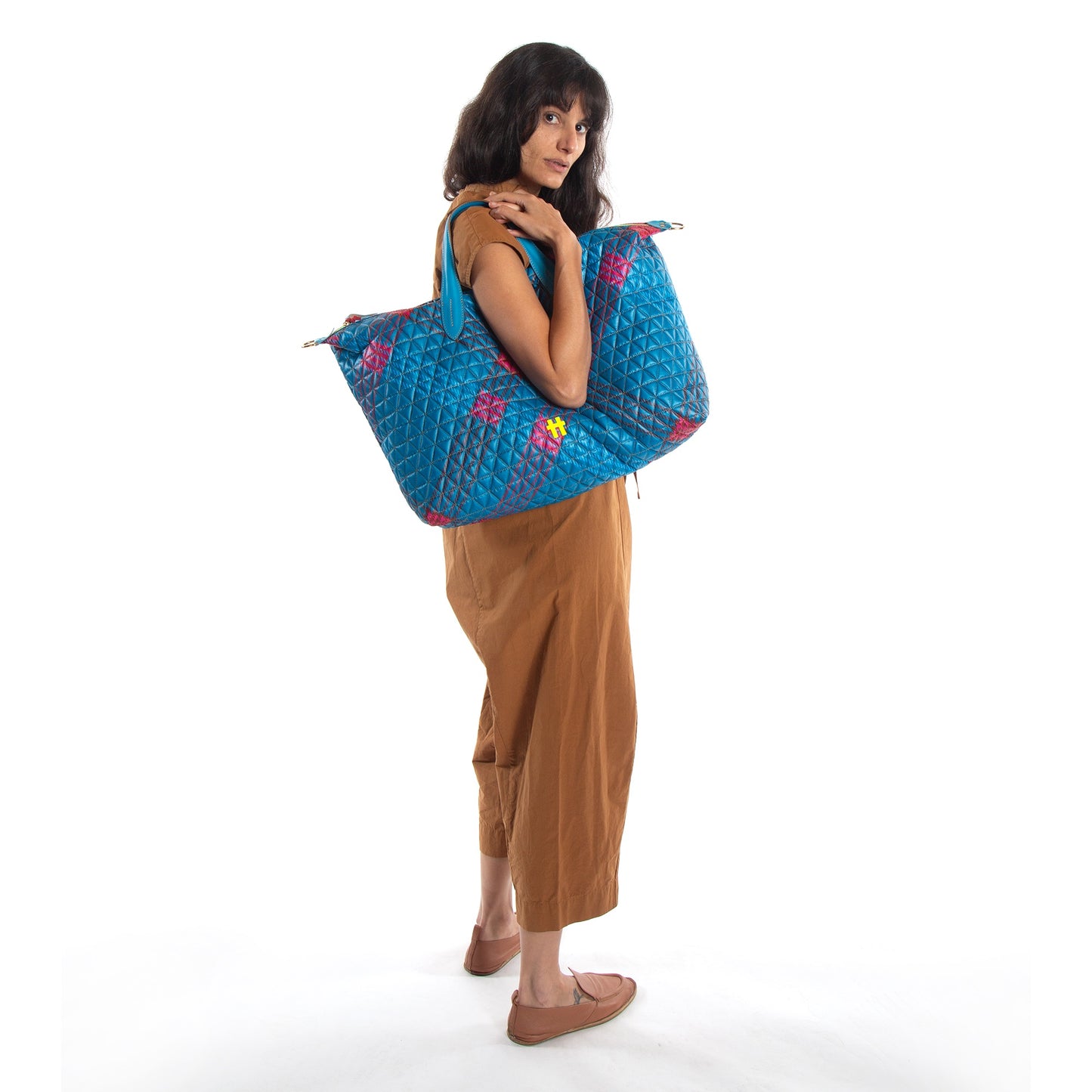 Bolsa Weekender Matelasse Tartan Blue n Azul