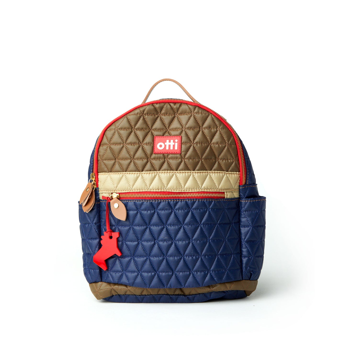 Mochila Pequena Matelassê Multicolor 03 Azul Marinho/ Cafe/ Khaki