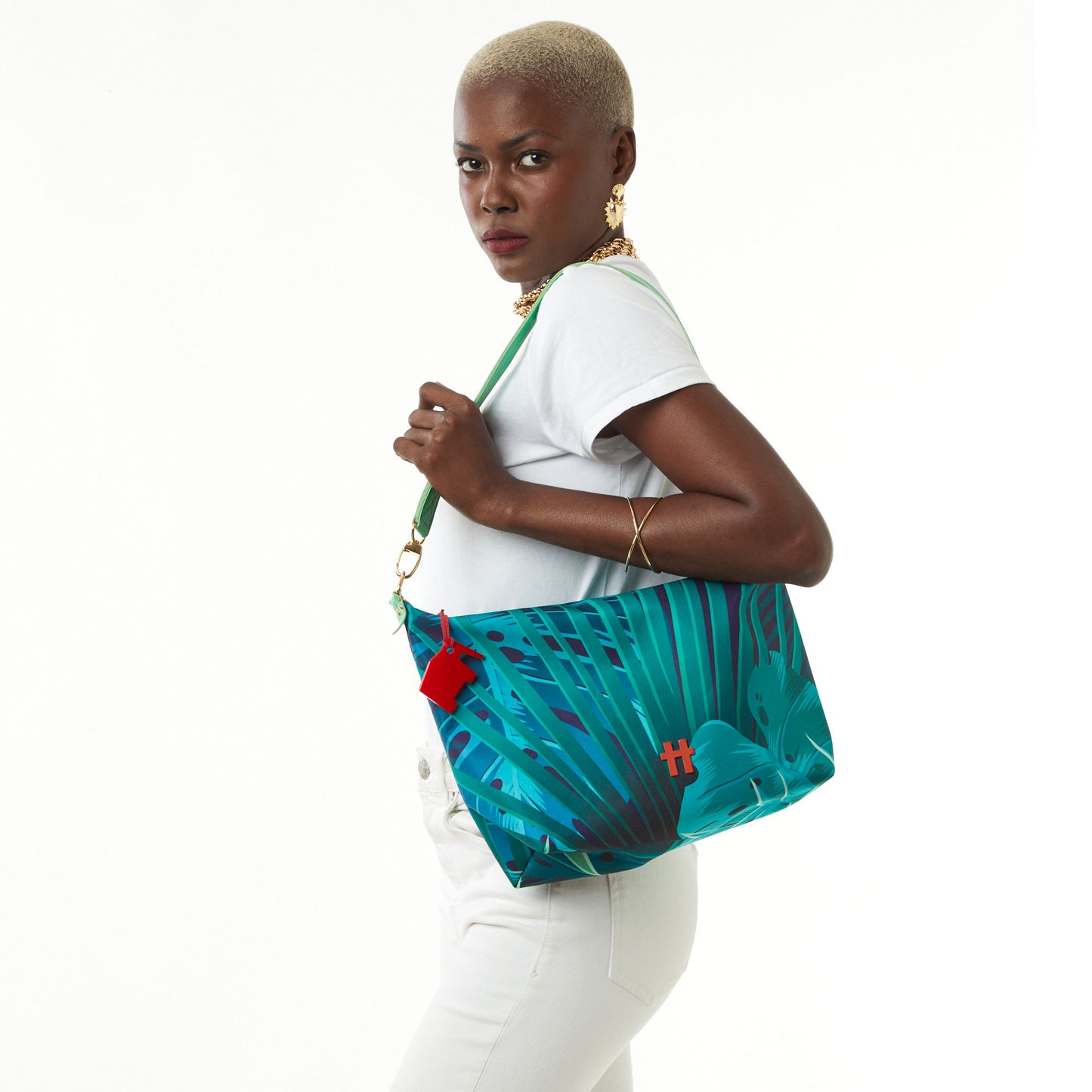 Bolsa Canvas Media Dark Floral