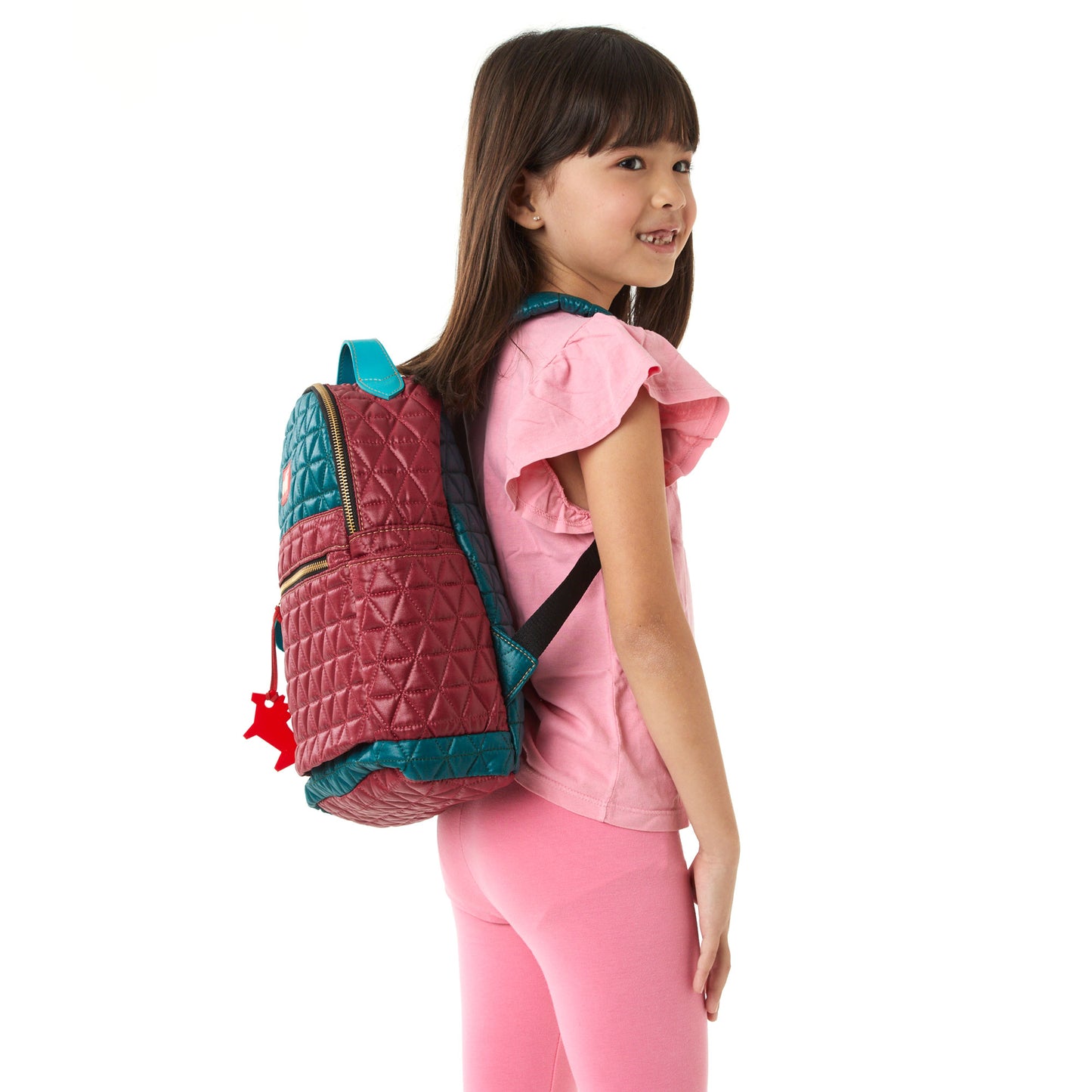 Mochila Pequena Matelassê Multicolor 05 Verde Petroleo/ Vinho