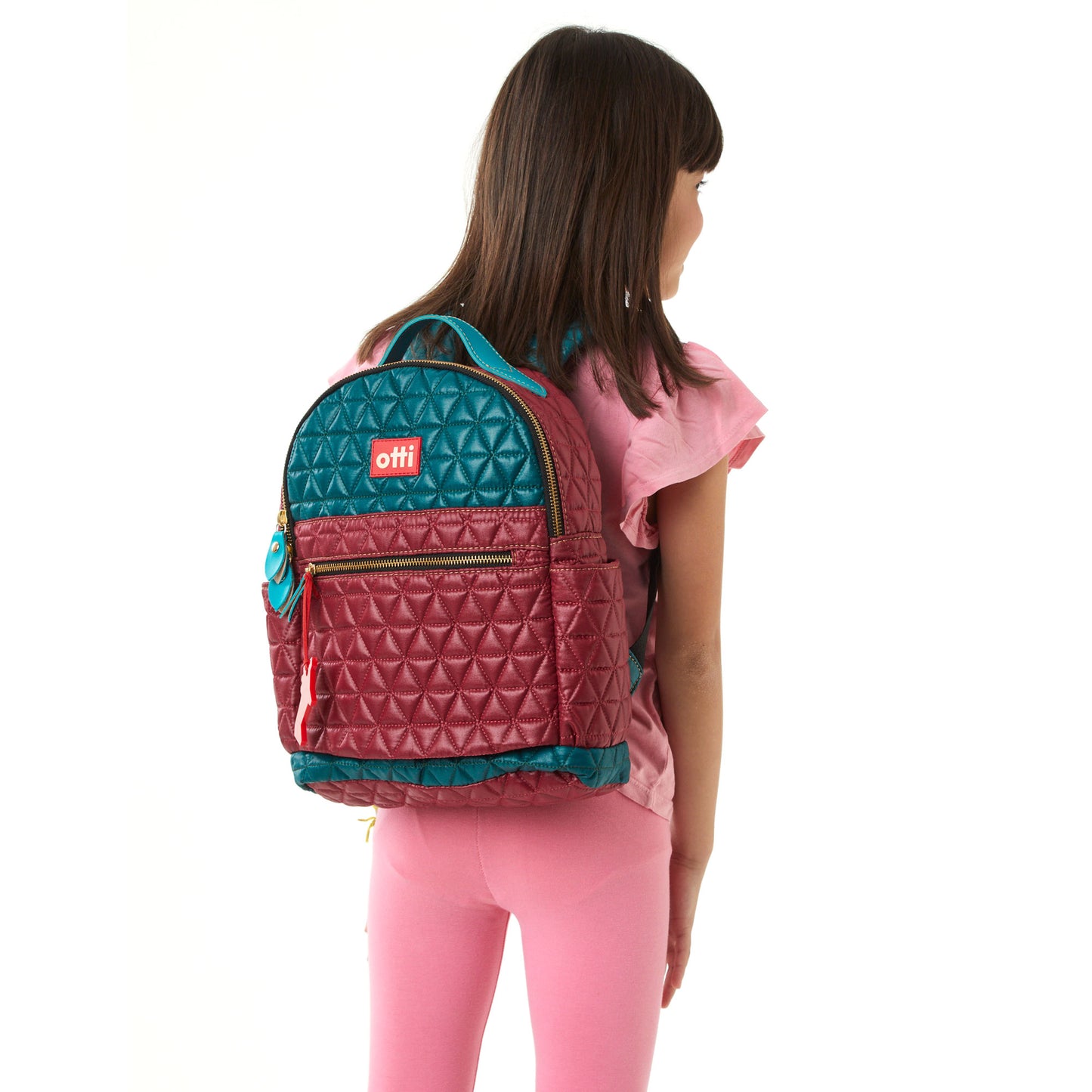 Mochila Pequena Matelassê Multicolor 05 Verde Petroleo/ Vinho