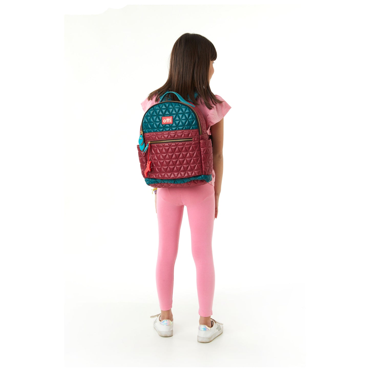Mochila Pequena Matelassê Multicolor 05 Verde Petroleo/ Vinho