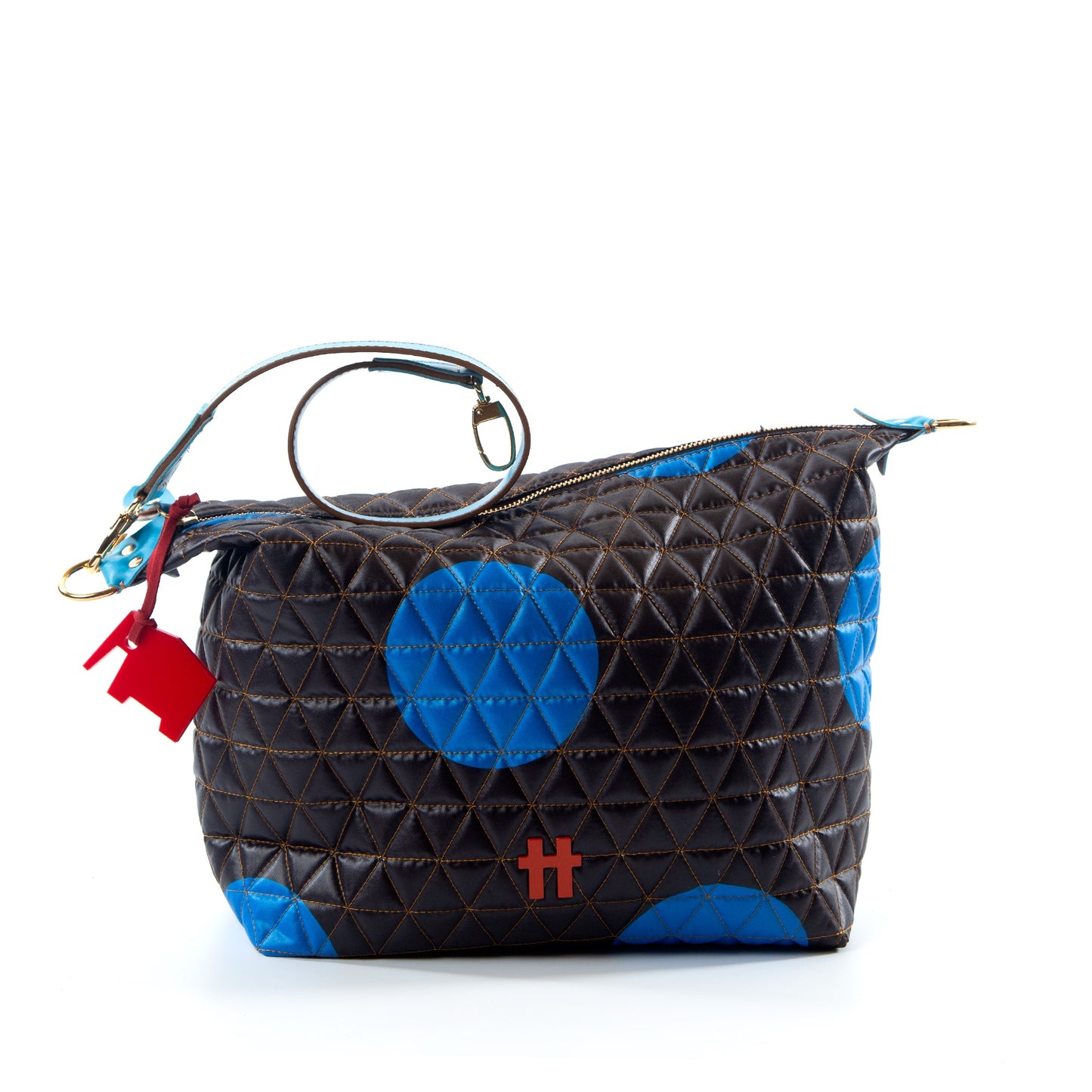 Bolsa Media Matelasse Black And Blue Ba Azul