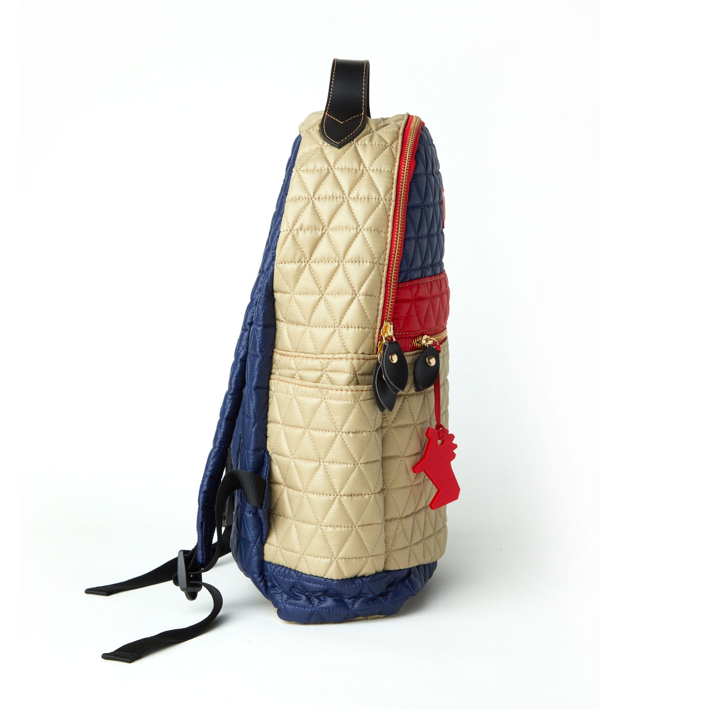 Mochila Media Matelassê Multicolor 07 Azul Marinho/ Khaki/ Vermelho