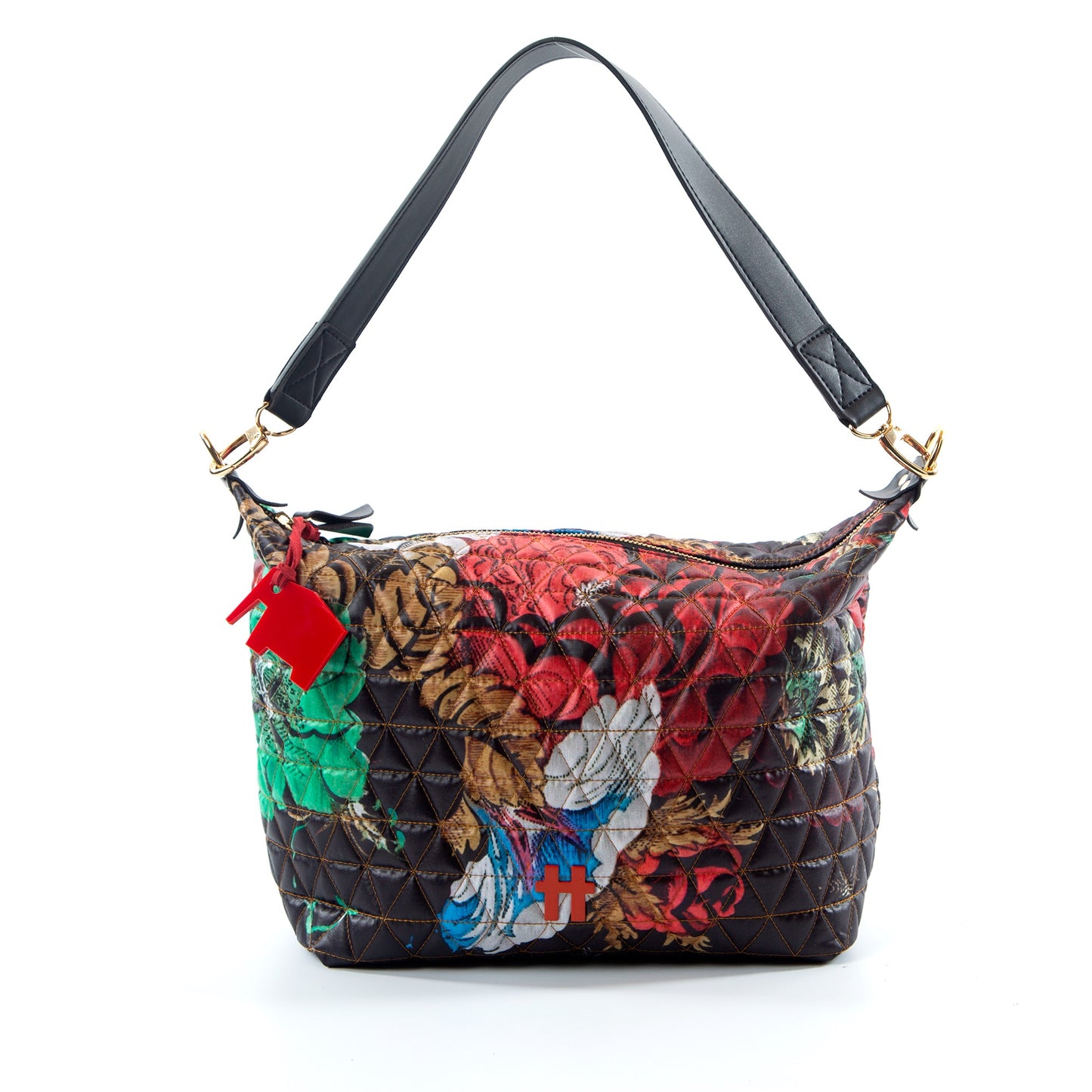 Bolsa Media Matelasse Old Floral Preto