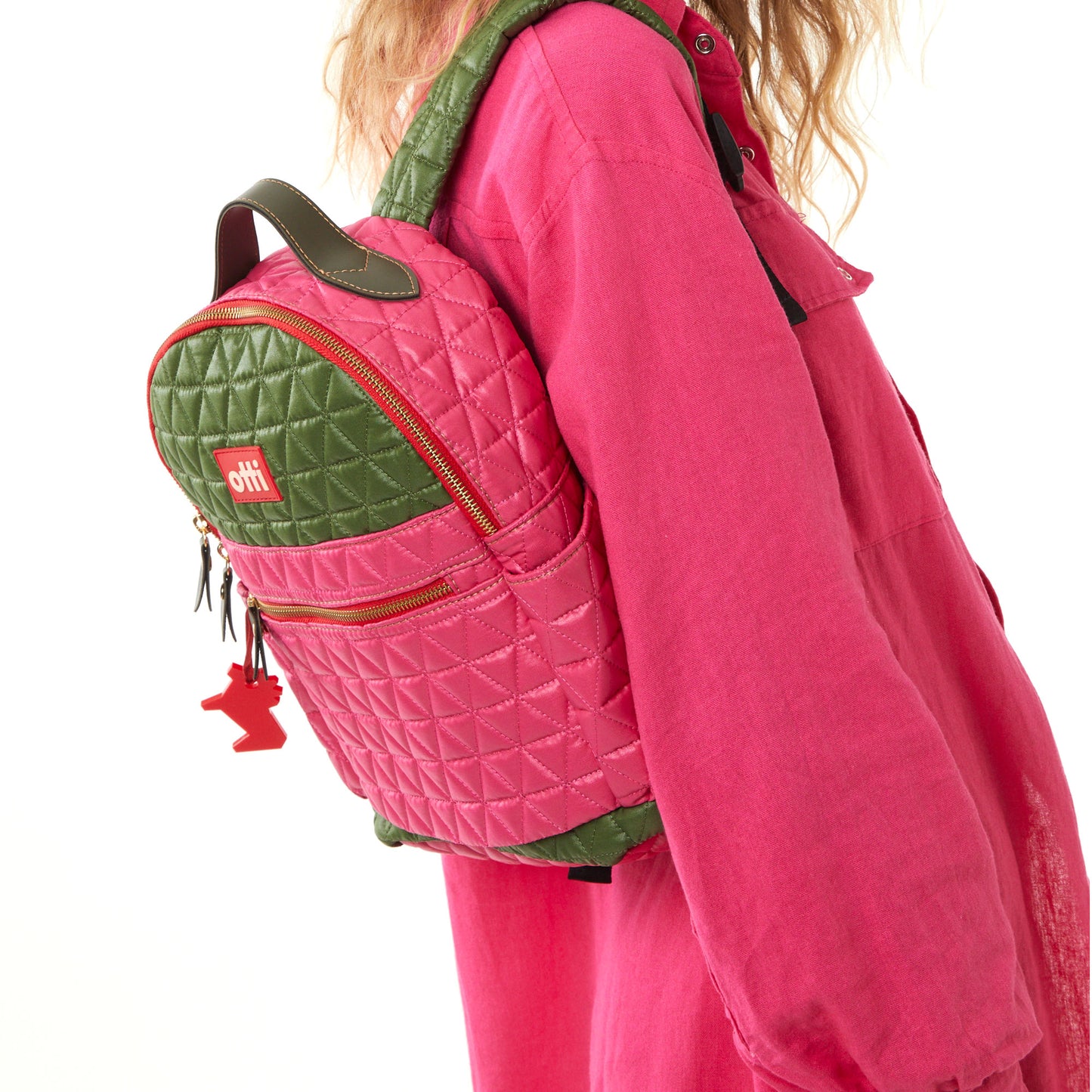 Mochila Pequena Matelassê Multicolor 04 Verde Equipamento/ Chiclete