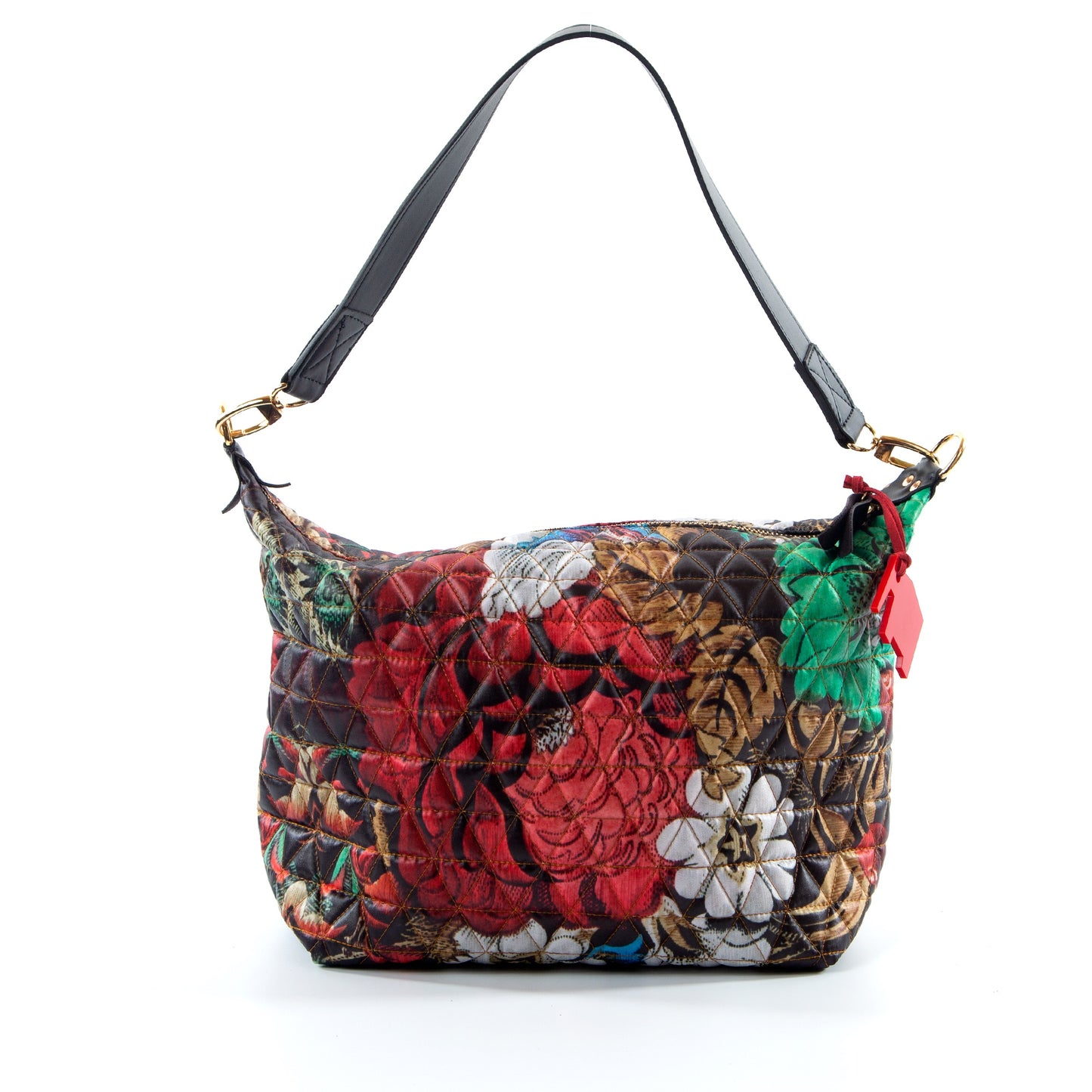 Bolsa Media Matelasse Old Floral Preto