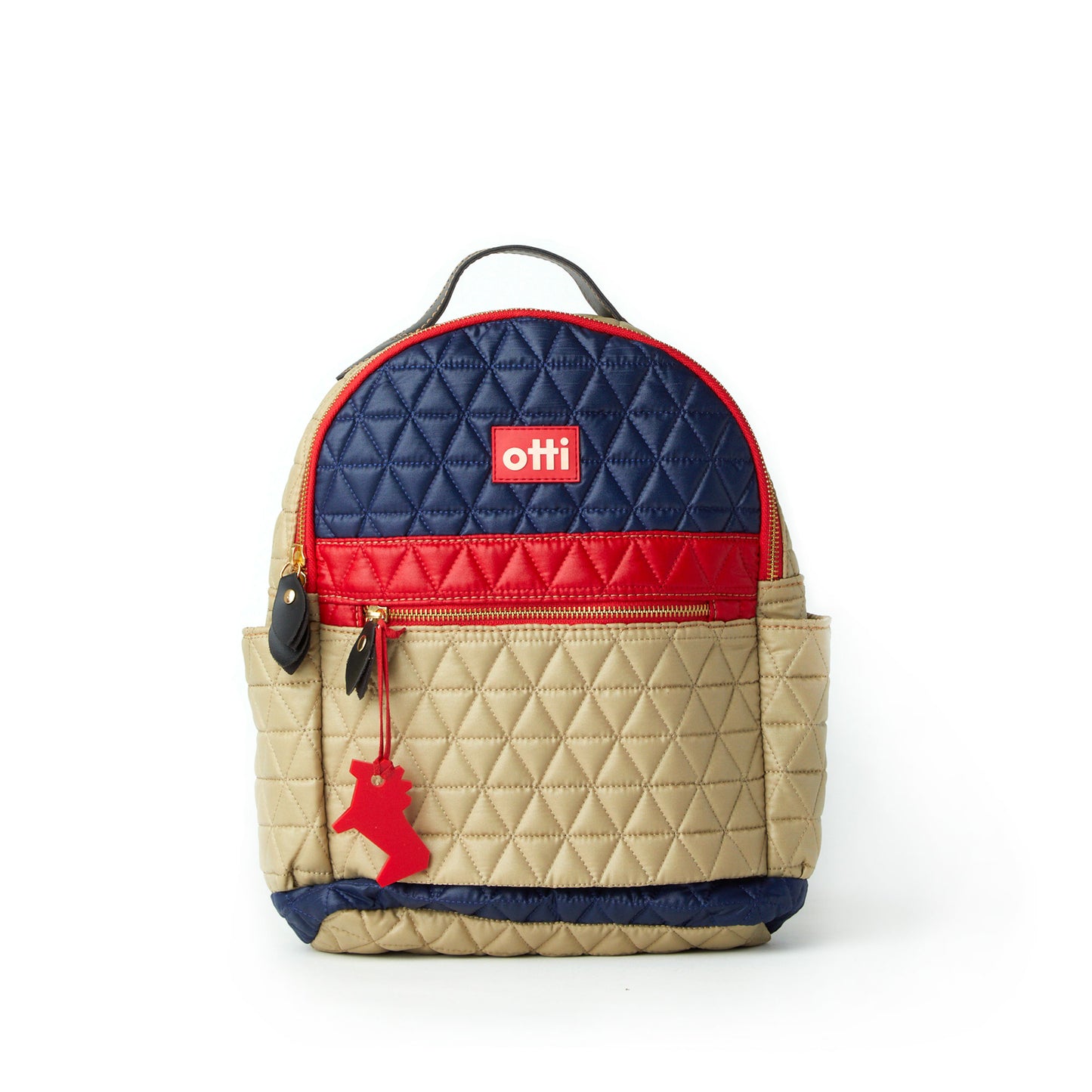 Mochila Pequena Matelassê Multicolor 02 Azul Marinho/ Khaki/ Vermelho