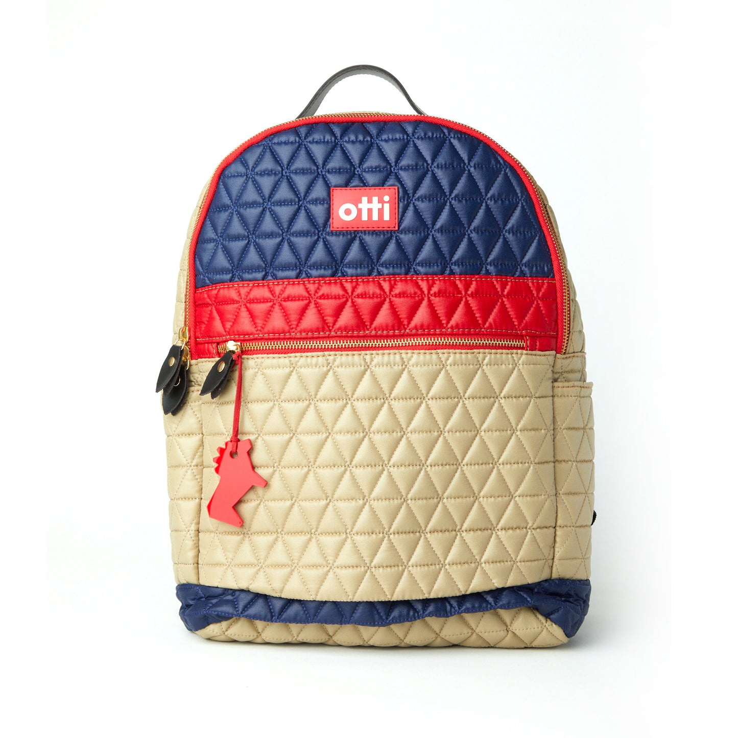 Mochila Media Matelassê Multicolor 07 Azul Marinho/ Khaki/ Vermelho