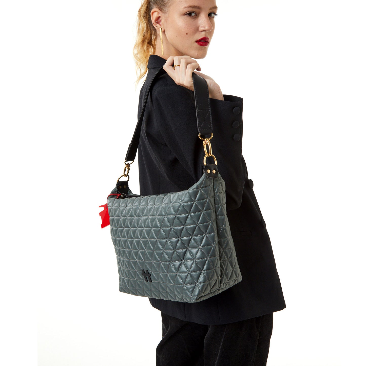 Bolsa Matelassê Media Chumbo