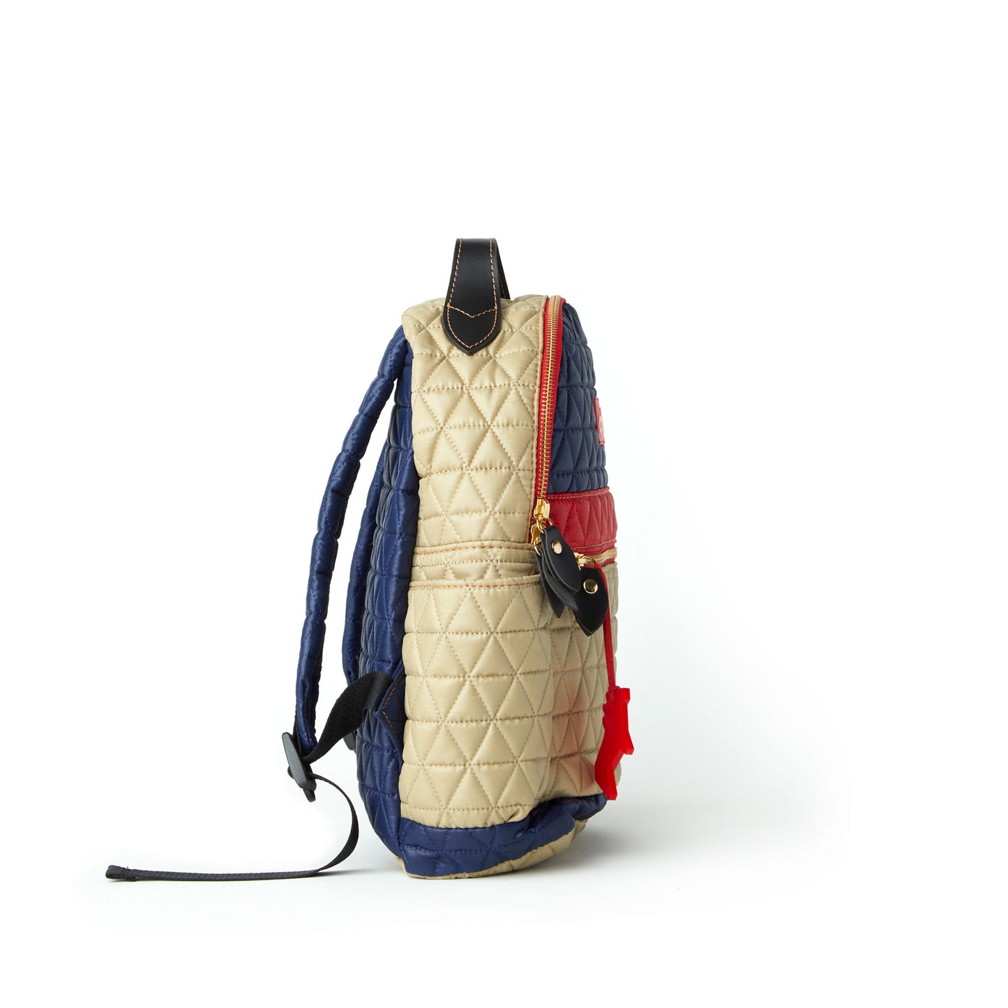 Mochila Pequena Matelassê Multicolor 02 Azul Marinho/ Khaki/ Vermelho