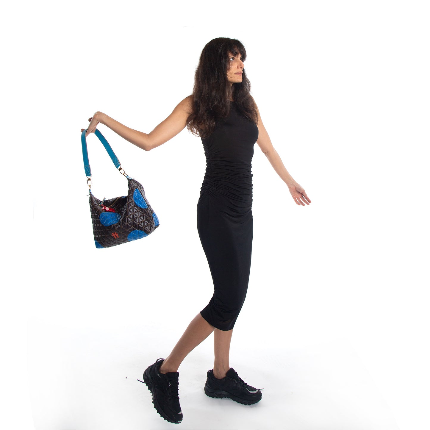 Bolsa Media Matelasse Black And Blue Ba Azul