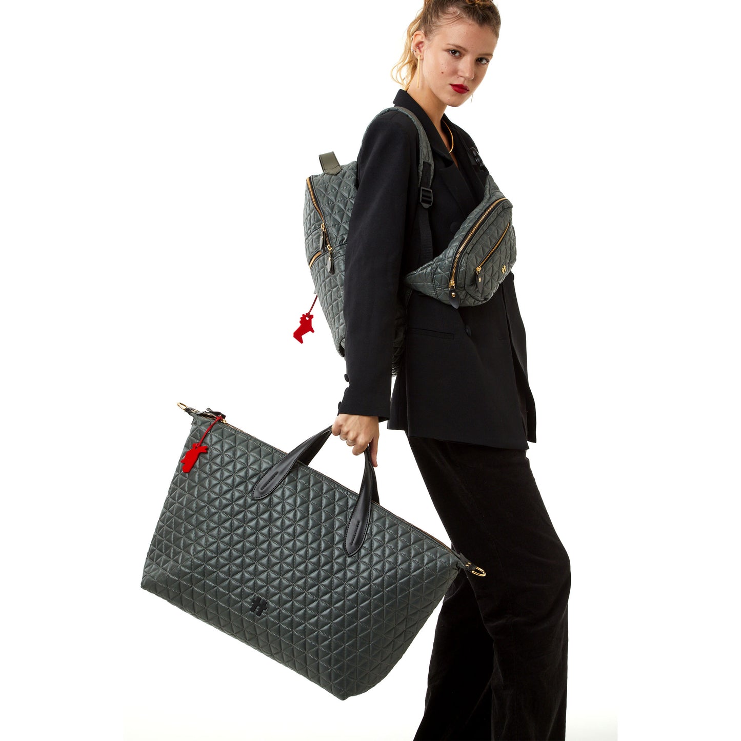 Bolsa Matelassê Weekender Chumbo
