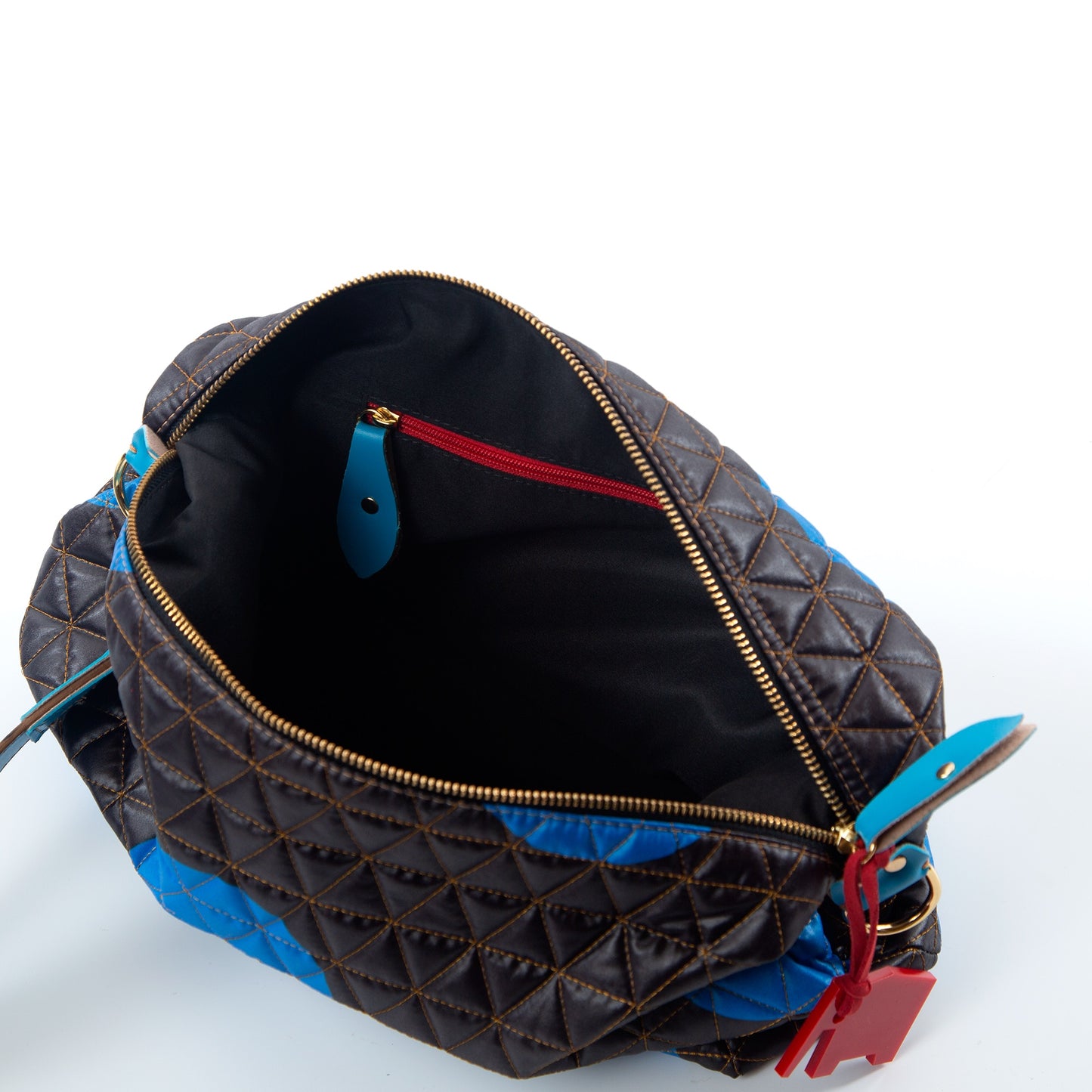 Bolsa Media Matelasse Black And Blue Ba Azul