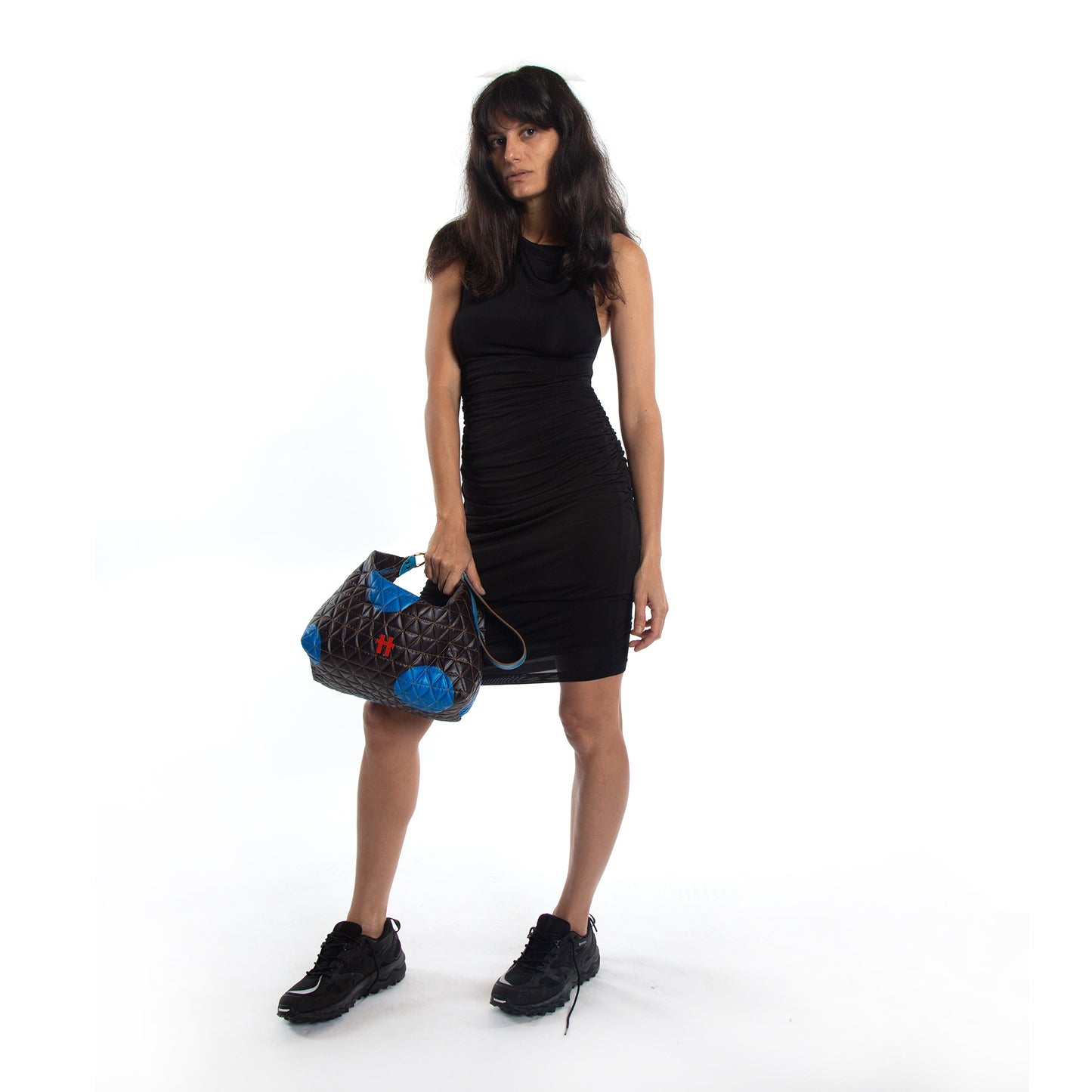 Bolsa Media Matelasse Black And Blue Ba Azul