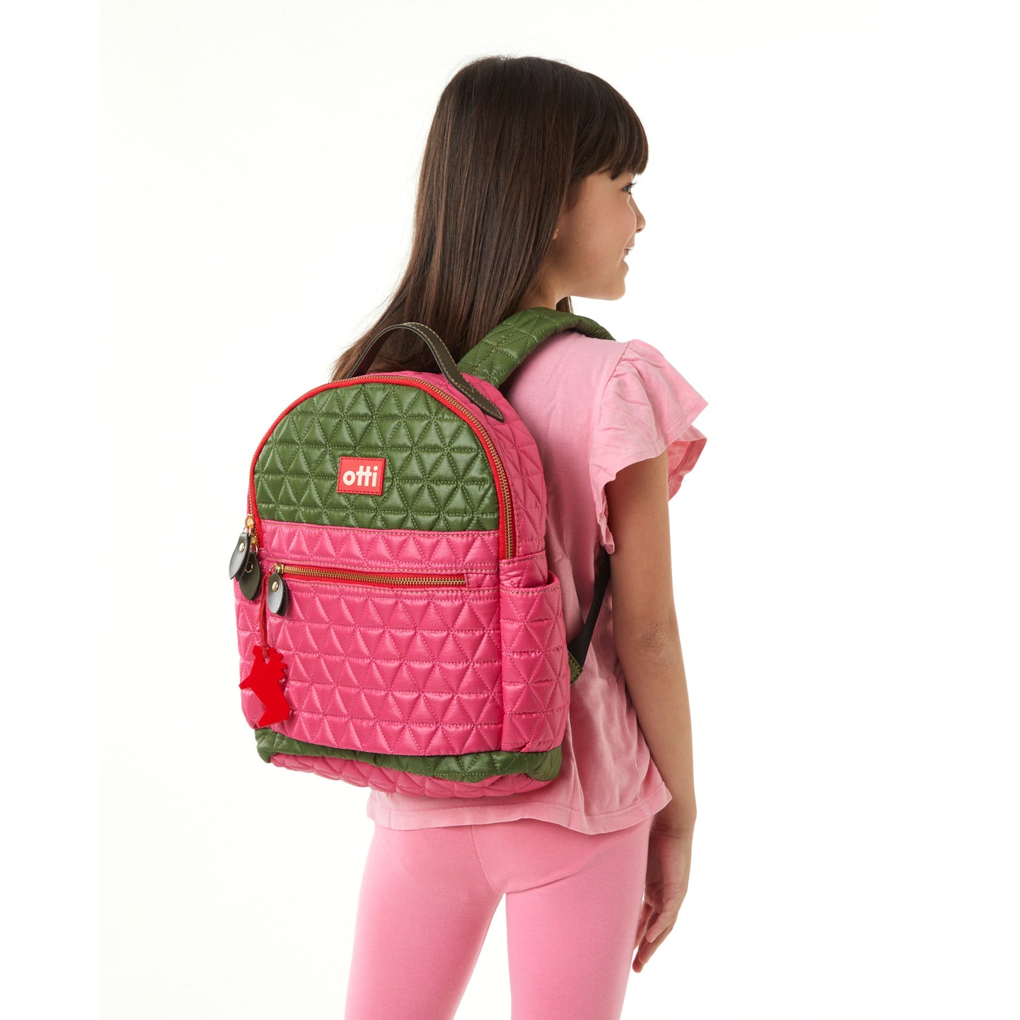 Mochila Pequena Matelassê Multicolor 04 Verde Equipamento/ Chiclete