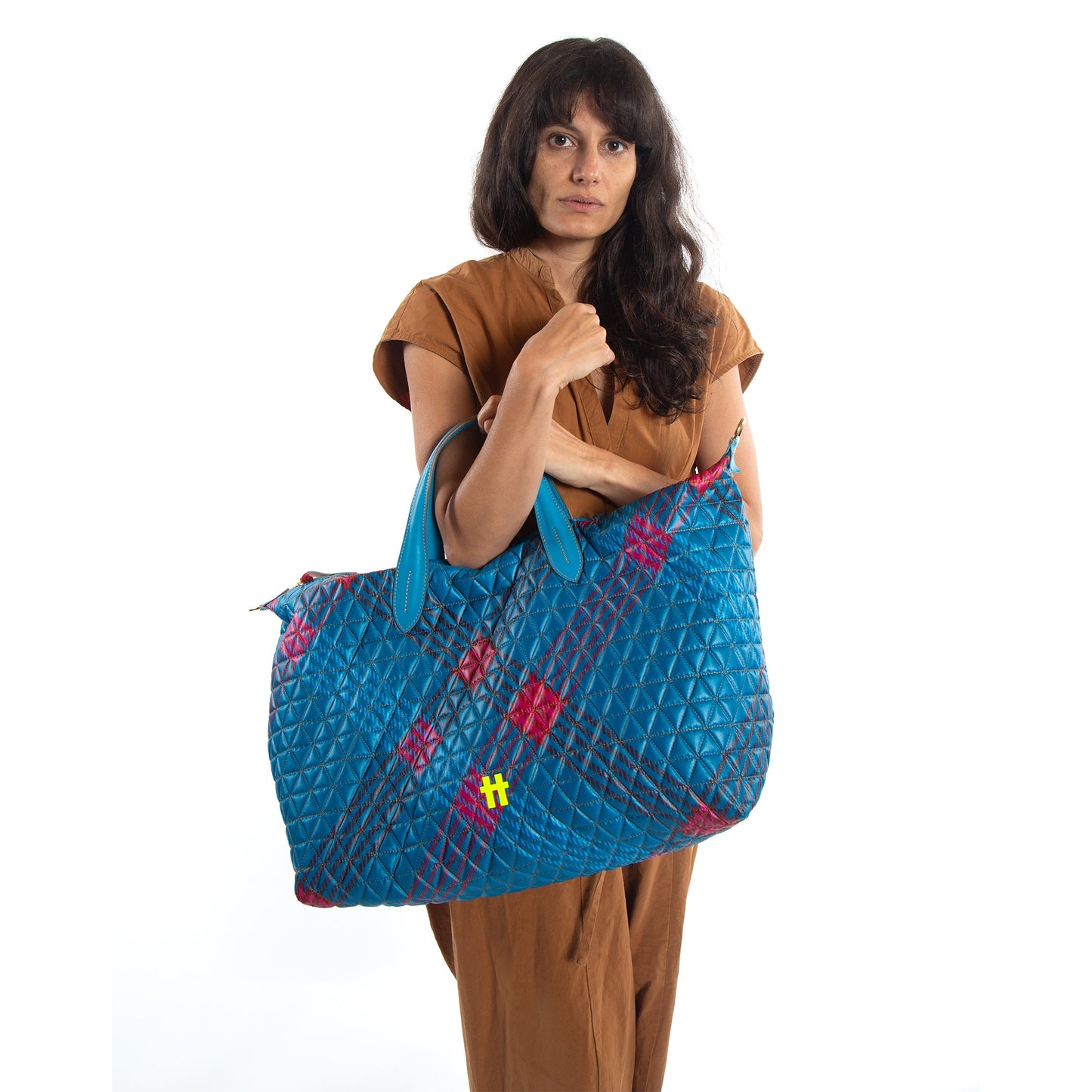Bolsa Weekender Matelasse Tartan Blue n Azul