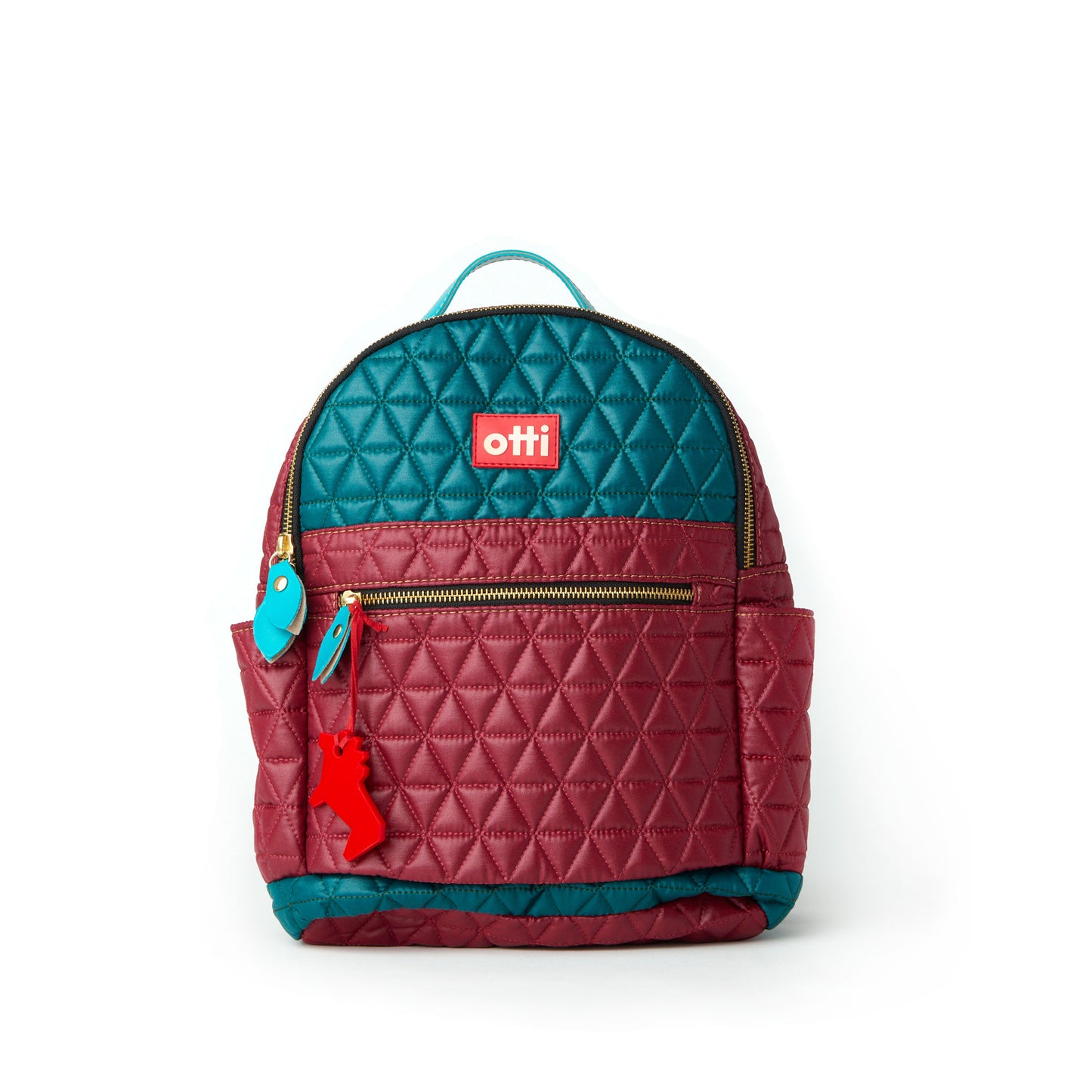 Mochila Pequena Matelassê Multicolor 05 Verde Petroleo/ Vinho