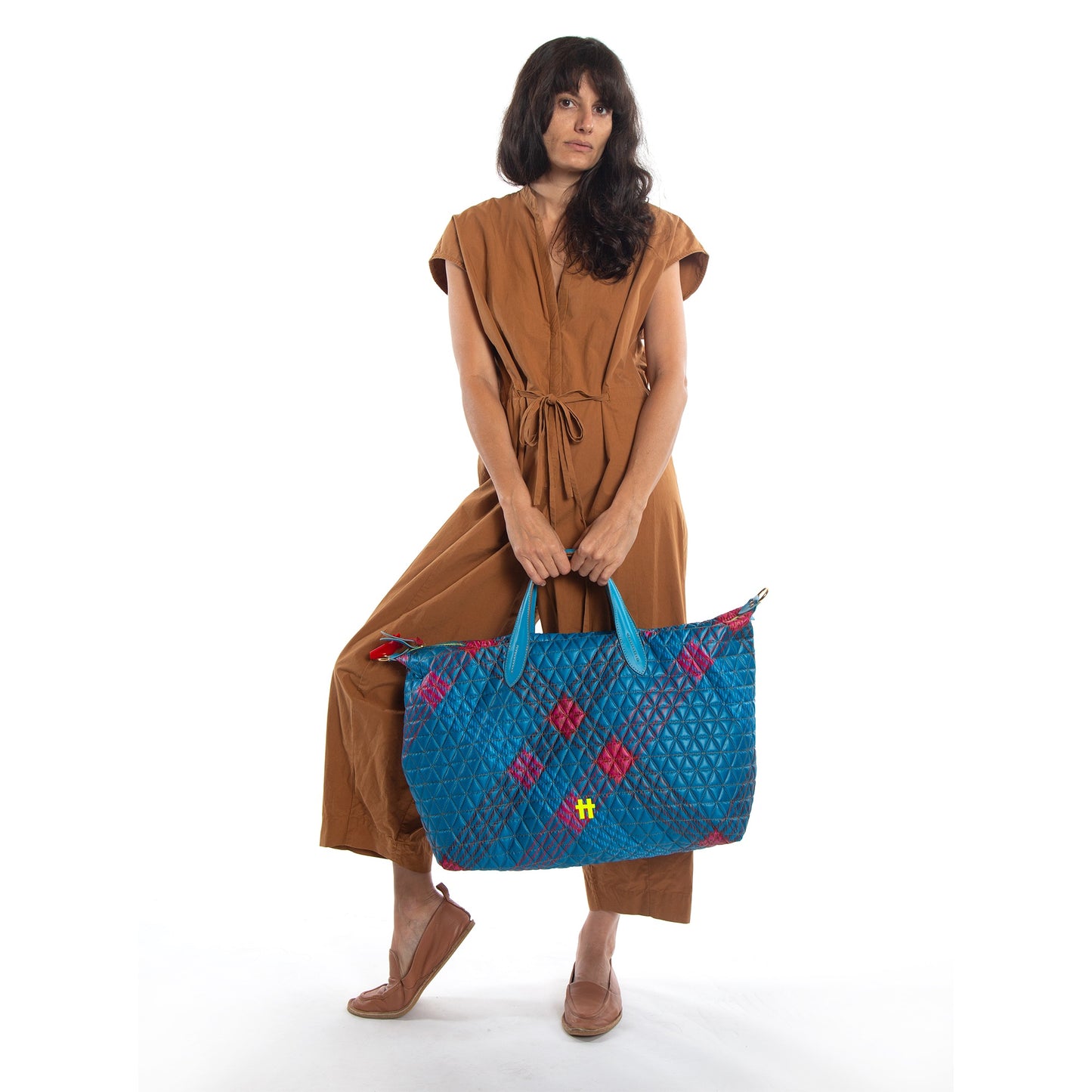 Bolsa Weekender Matelasse Tartan Blue n Azul